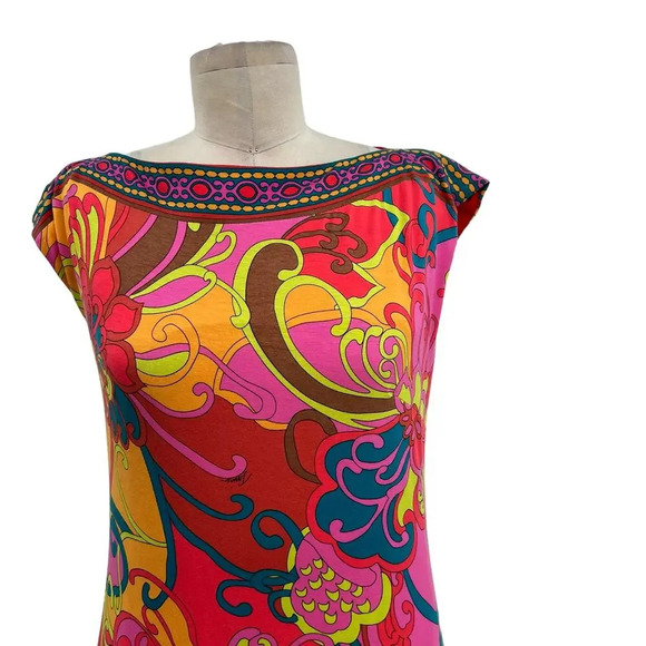 Trina Turk Felana Shift Dress Floral Paisley Print Multicolor Red Size 4 - Picture 3 of 10